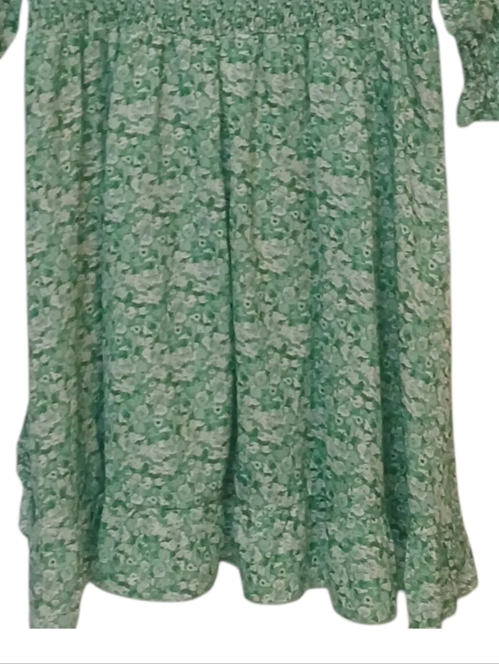 Access - NWOT, Green & White Floral Dress, Elastic Waist Band, Short Sleeve, - Picture 9 of 10